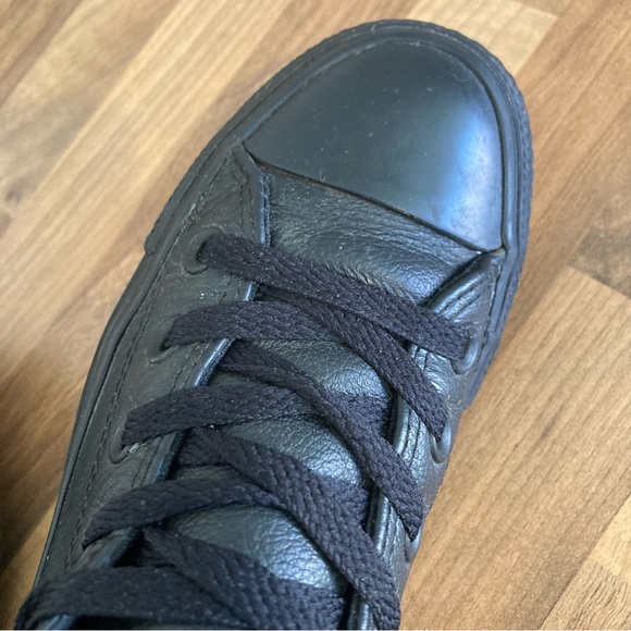 Converse Mono Black Leather Trainers Shoes High Top UK Size 3.5. - Picture 8 of 12